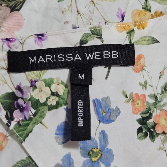 Marissa Webb Griffin Botanical Floral Cottagecore Puff Open Back Top Medium - Picture 7 of 11